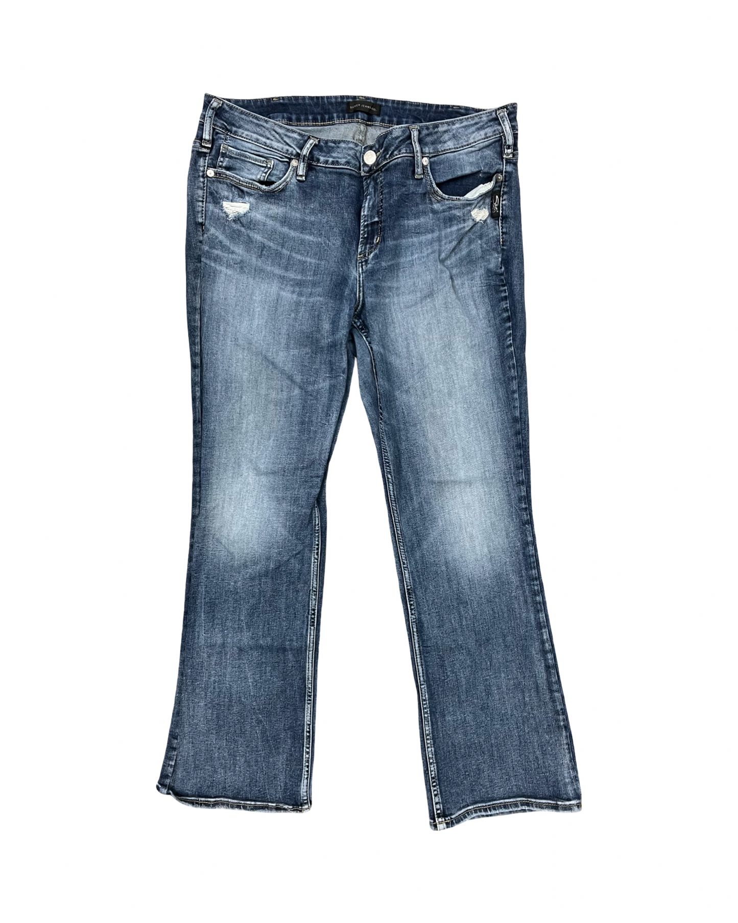 Jeans Straight By Silver In Blue Denim, Size:16
