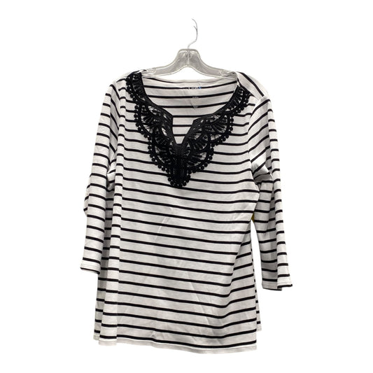 Top 3/4 Sleeve By Croft And Barrow In Black & White, Size:1X