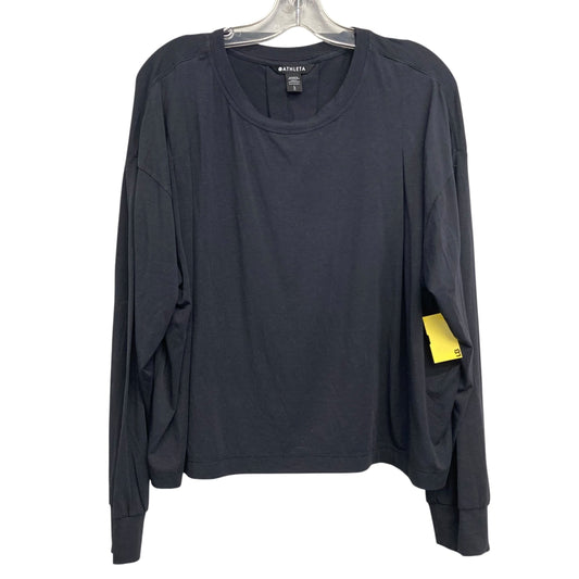 Athletic Top Ls Crewneck By Athleta In Black, Size:L