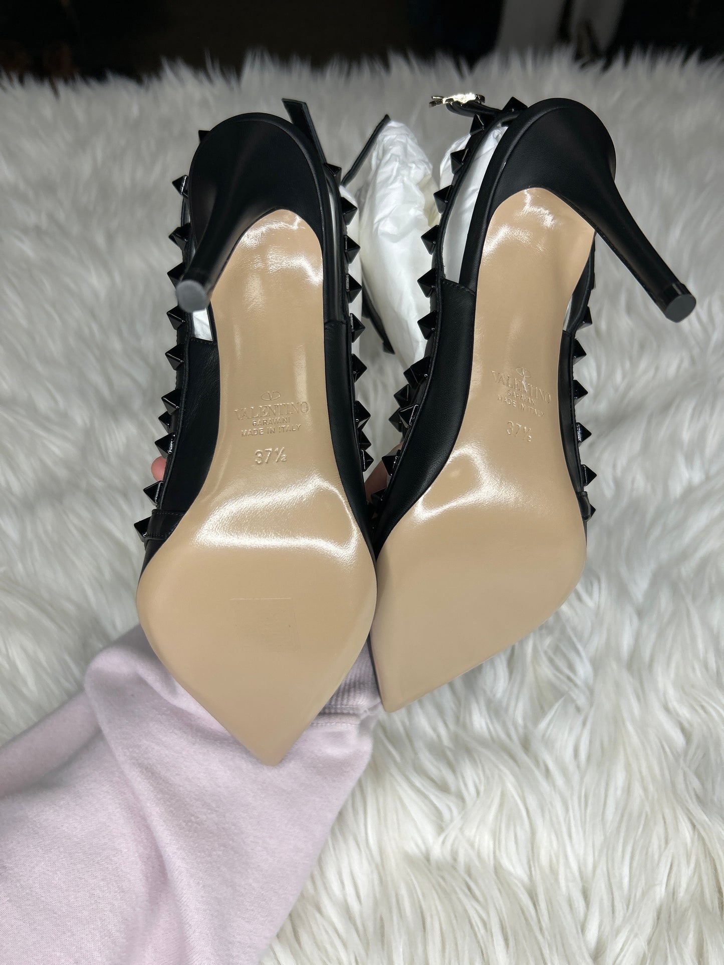 Sandals Luxury Designer By Valentino-Garavani In Black, Size:7.5
