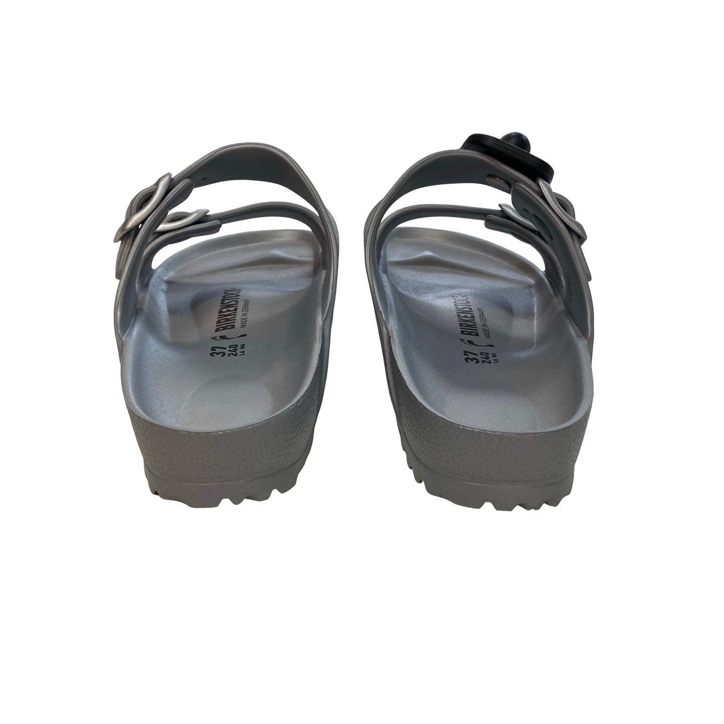 Sandals Designer By Birkenstock In Silver, Size:6