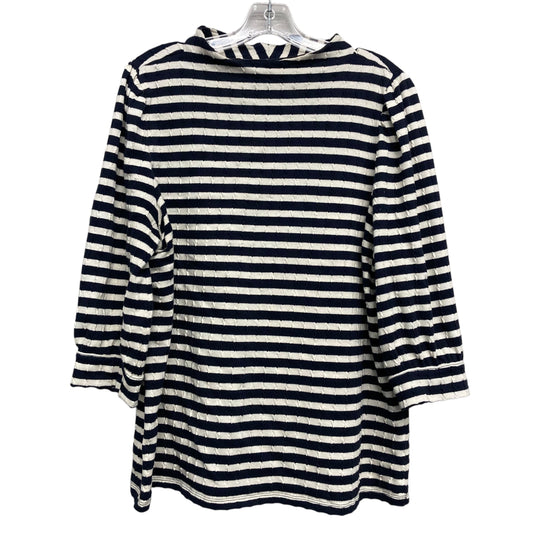 Top 3/4 Sleeve By Talbots In Blue & White, Size:1X