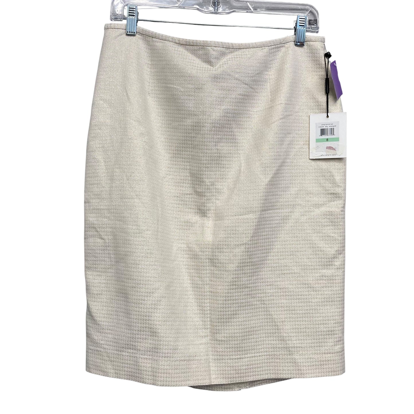 Skirt Midi By Calvin Klein In Gold & White, Size:8