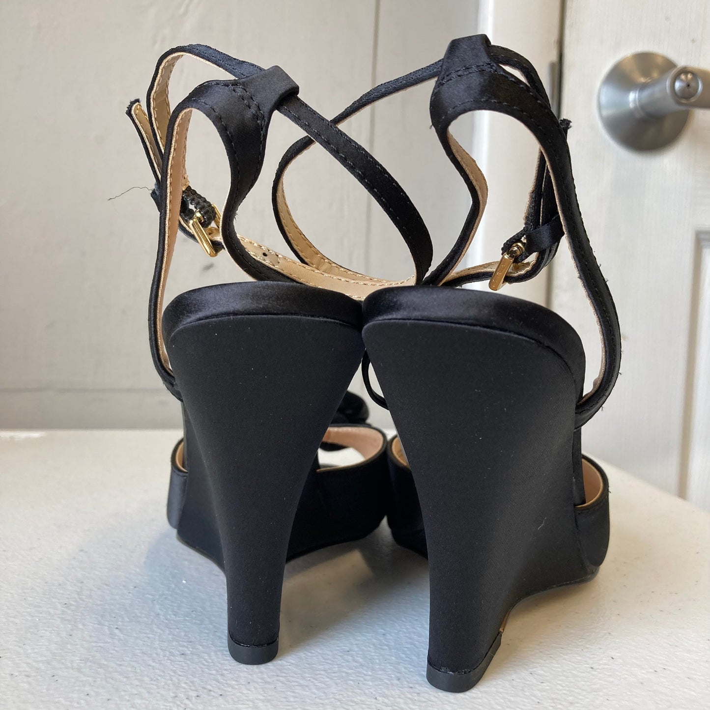 Sandals Heels Platform By Loft In Black, Size:6.5