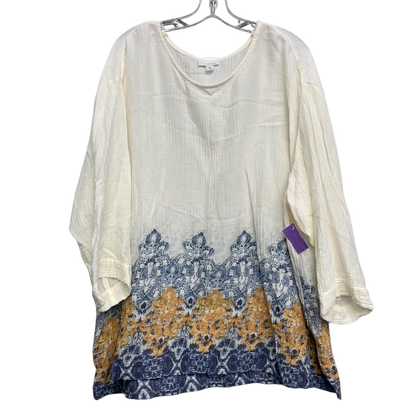 Top 3/4 Sleeve By Pure Jill In Cream, Size:3X