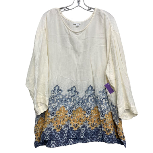 Top 3/4 Sleeve By Pure Jill In Cream, Size:3X