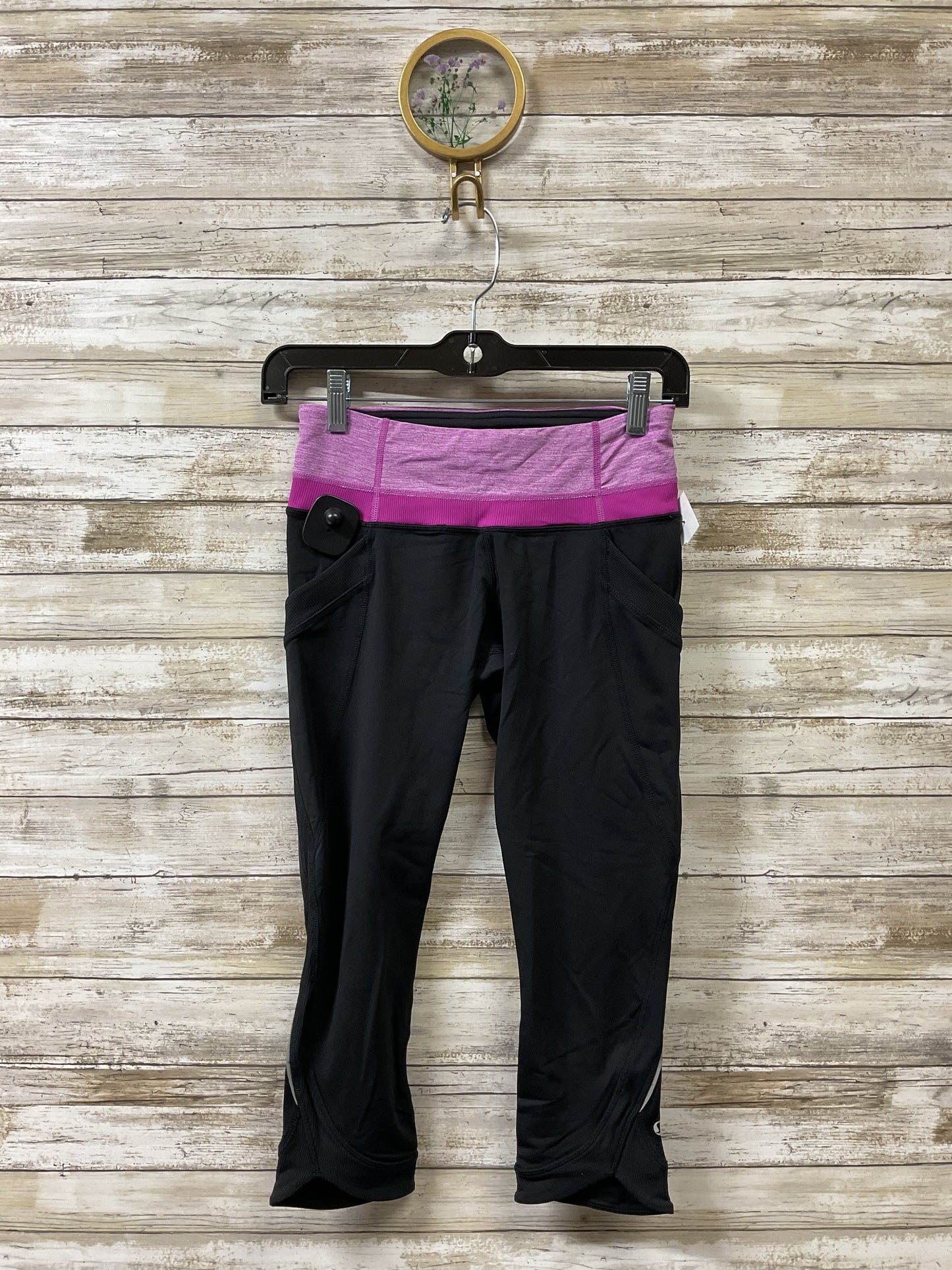 Athletic Capris By Lululemon In Black & Purple, Size:4