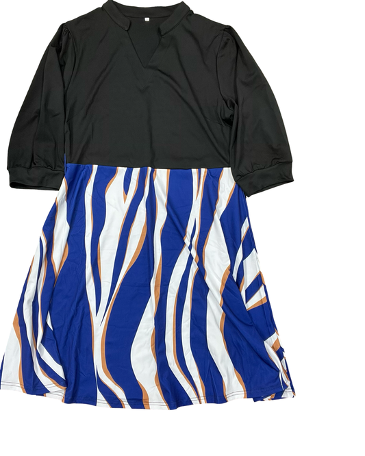 Dress Casual Midi By Clothes Mentor In Black & Blue, Size:2X