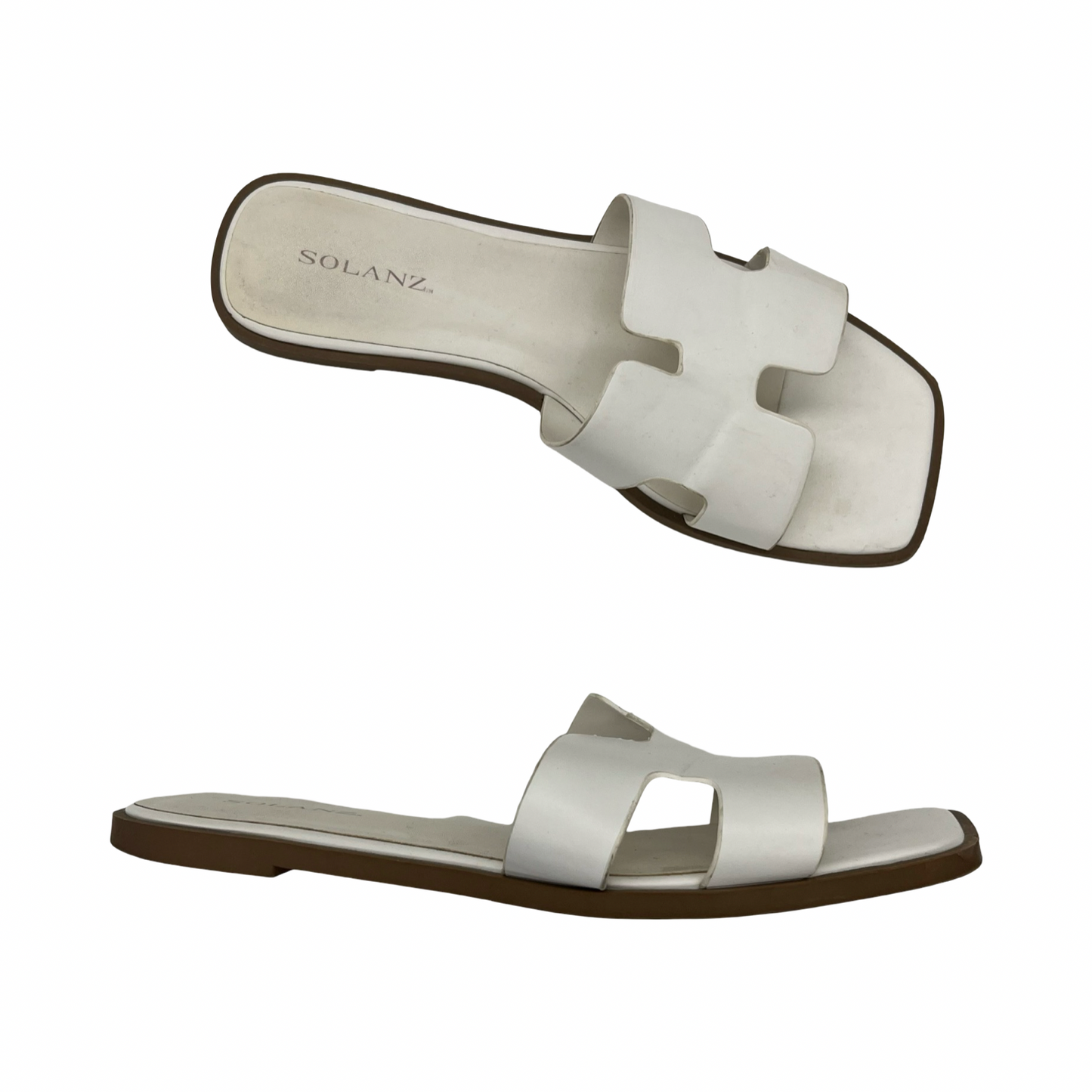 Sandals Flats By Solanz In White, Size:10