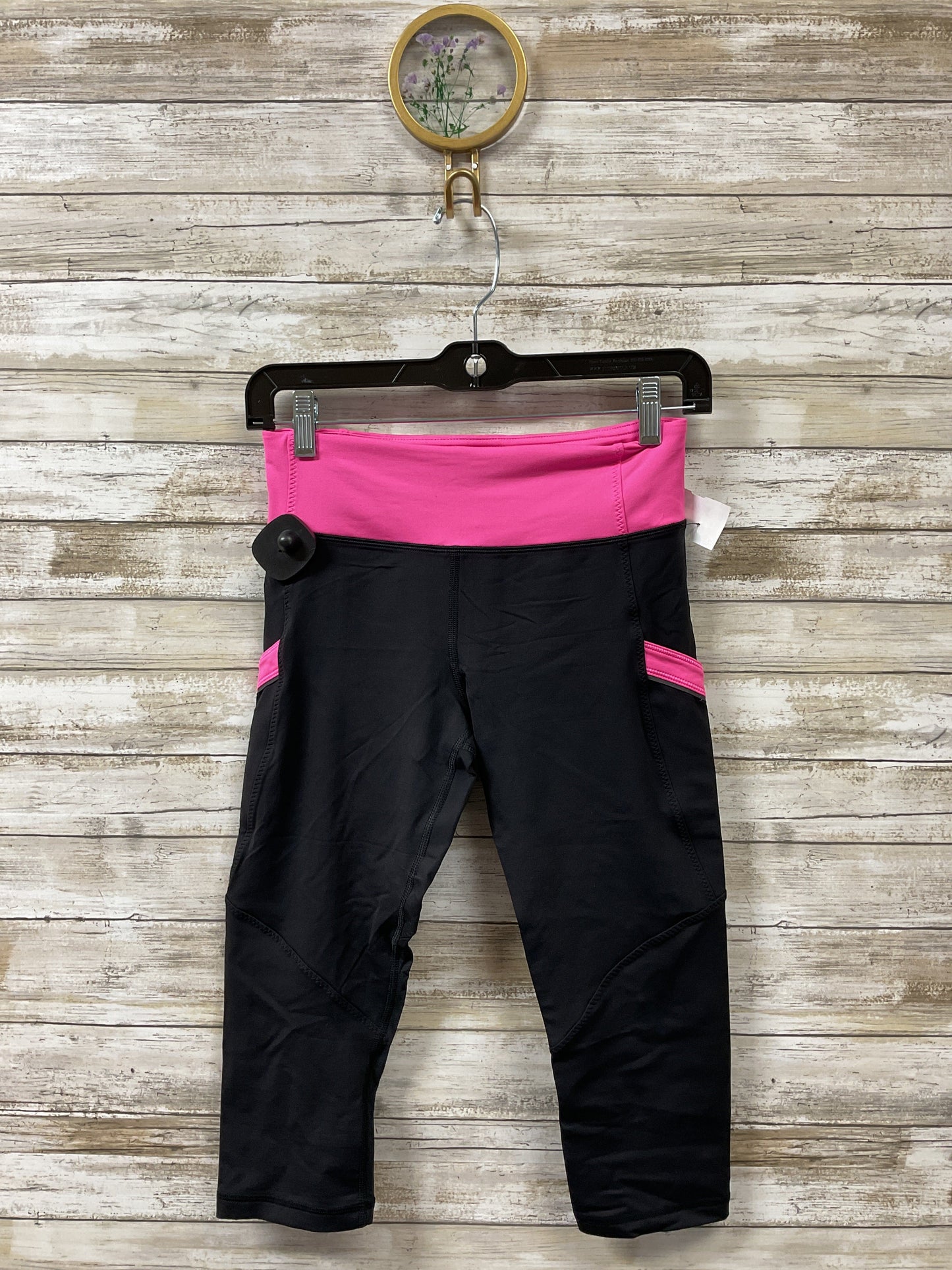 Athletic Capris By Lululemon In Black & Pink, Size:4