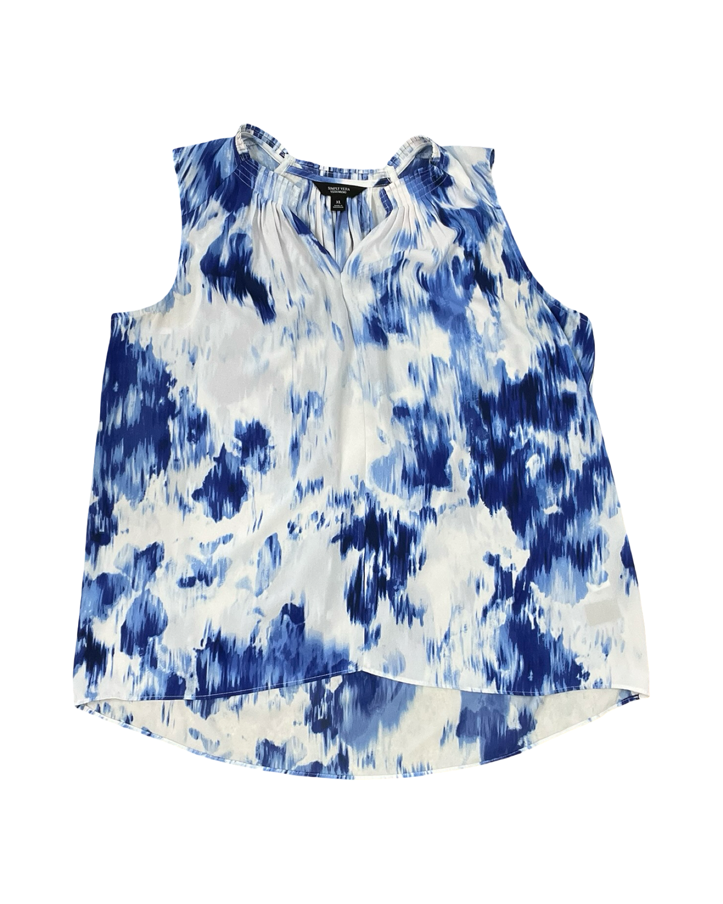 Top Sleeveless By Simply Vera In Blue & White, Size:Xl