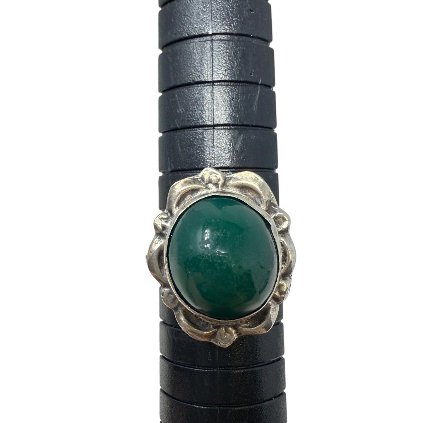 Vintage Native Sterling Silver Chrysoprase Cabachon Ring, Size: 7