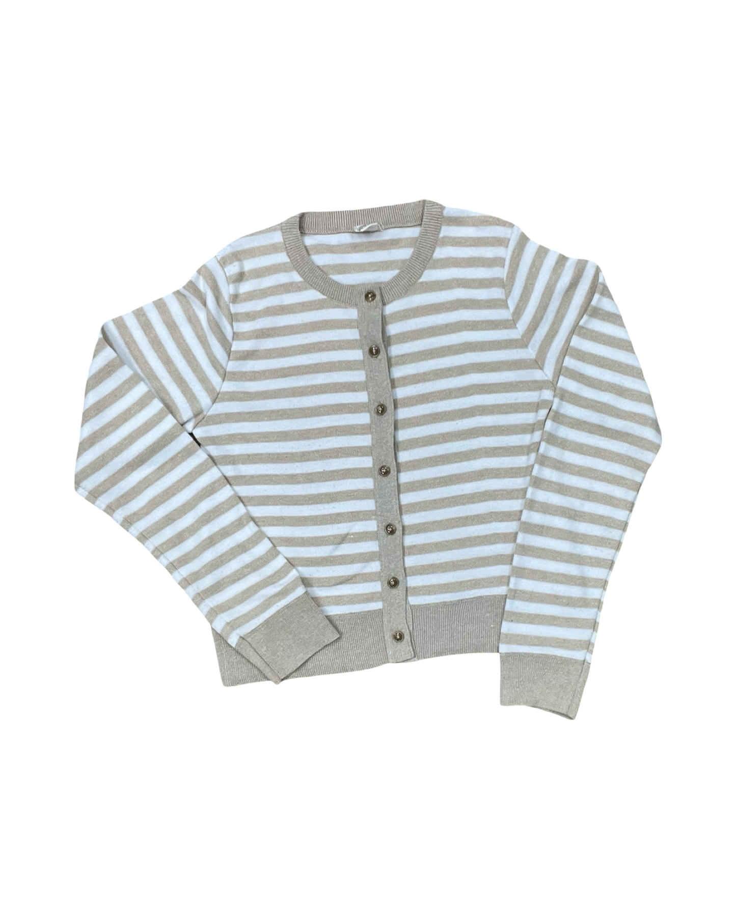 Cardigan By Clothes Mentor In Tan & White, Size:M