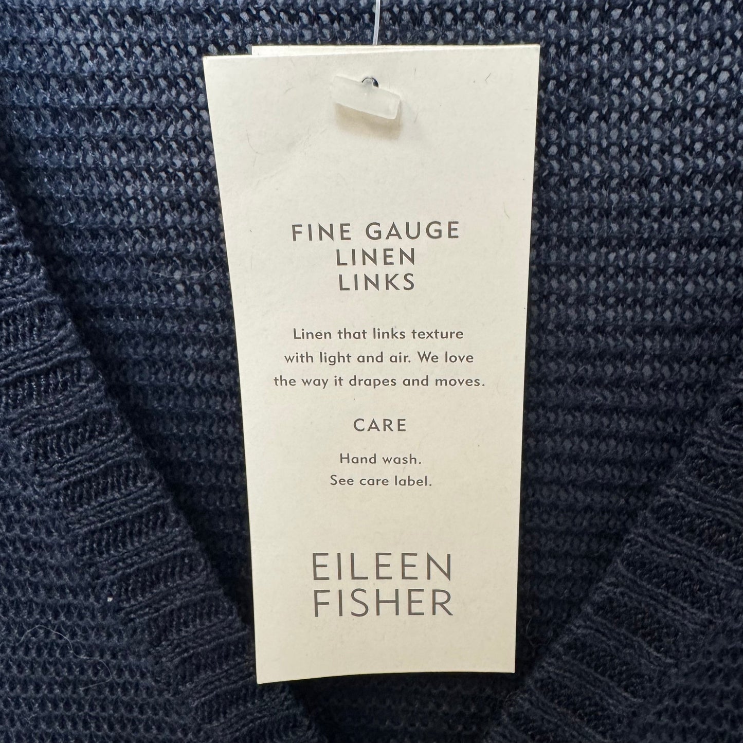 Fine Gauge Linen Links Vest Sweater By Eileen Fisher In Navy, Size: 2x
