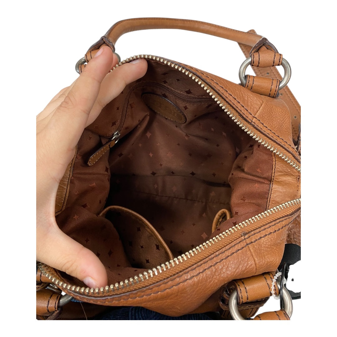 Handbag Leather By Fossil In Brown, Size:Medium
