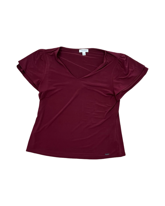 Top Ss By Calvin Klein In Maroon, Size:L
