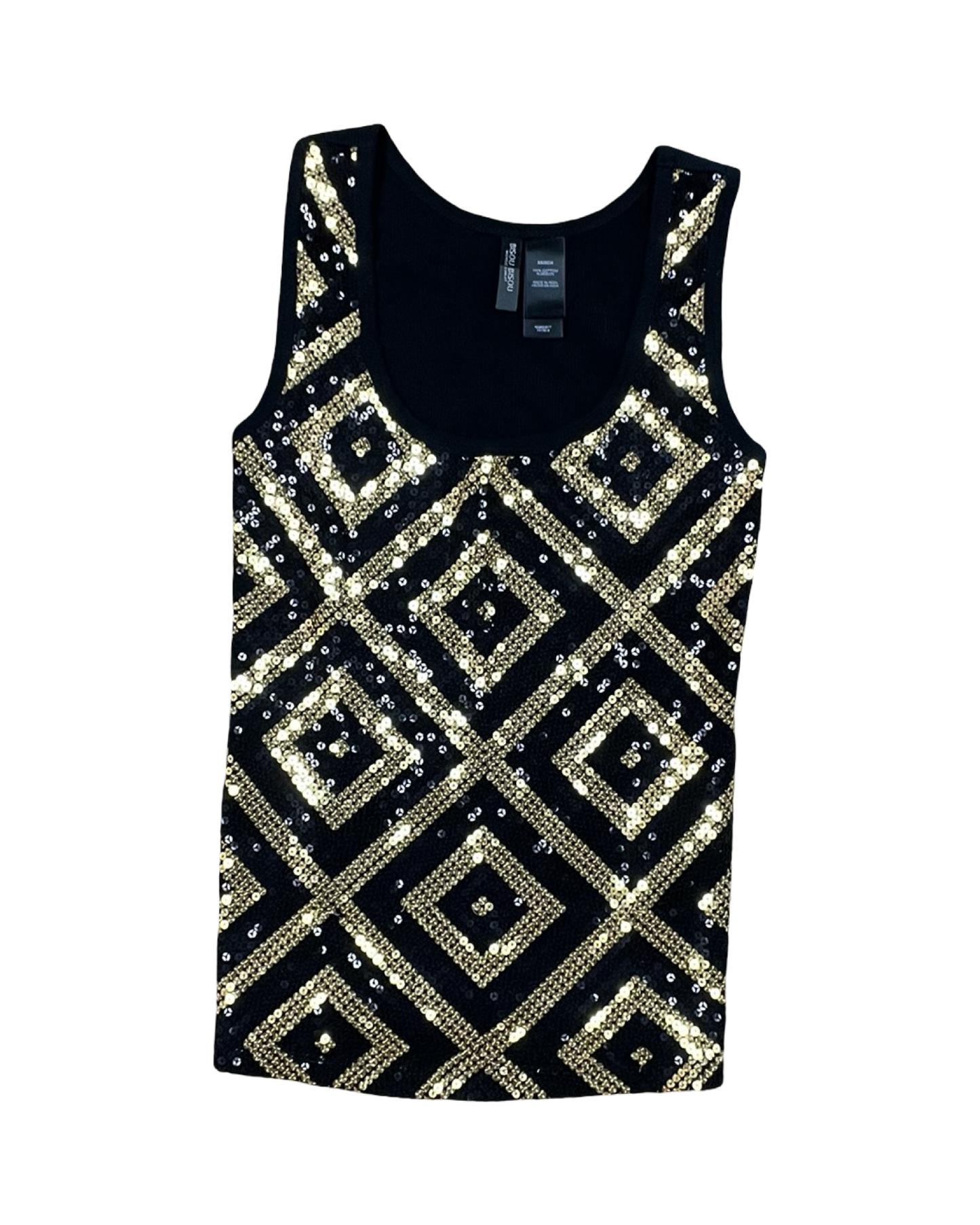 Tank Top By Bisou Bisou In Black & Gold, Size:Xs