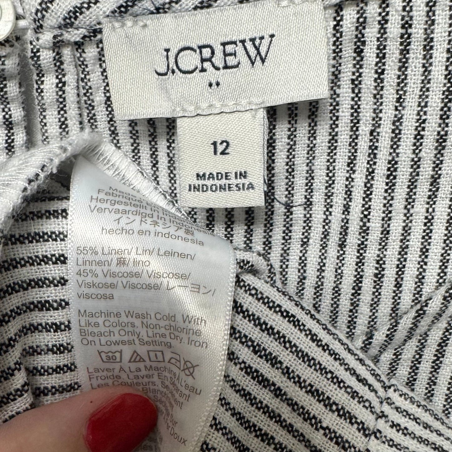 Linen Blend Tank Dress Casual Short By J. Crew In Striped Pattern, Size: 12