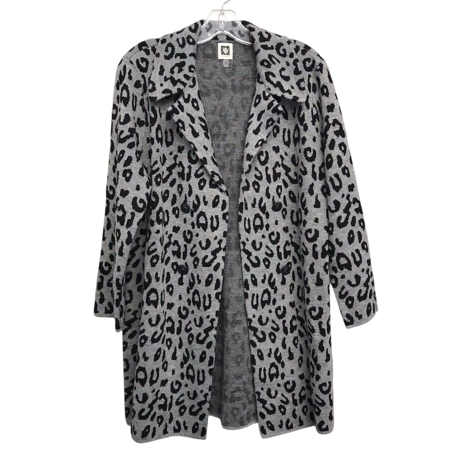 Sweater Cardigan By Anne Klein In Animal Print, Size:M
