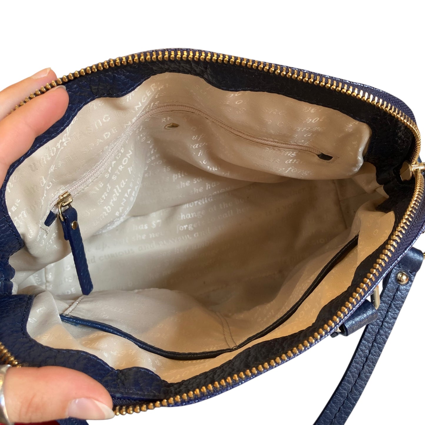 Handbag Designer By Kate Spade In Blue & White, Size:Medium