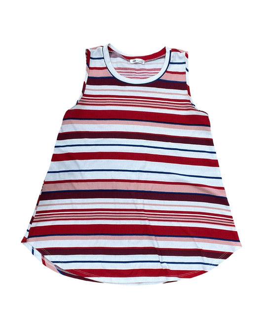 Top Sleeveless By Clothes Mentor In Blue & Red & White, Size:L