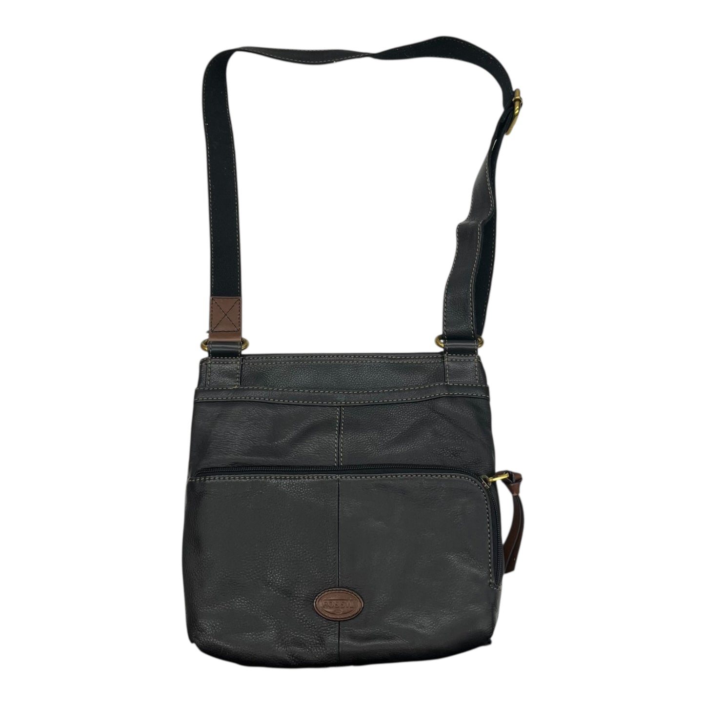 Crossbody Leather By Fossil In Black, Size:Large
