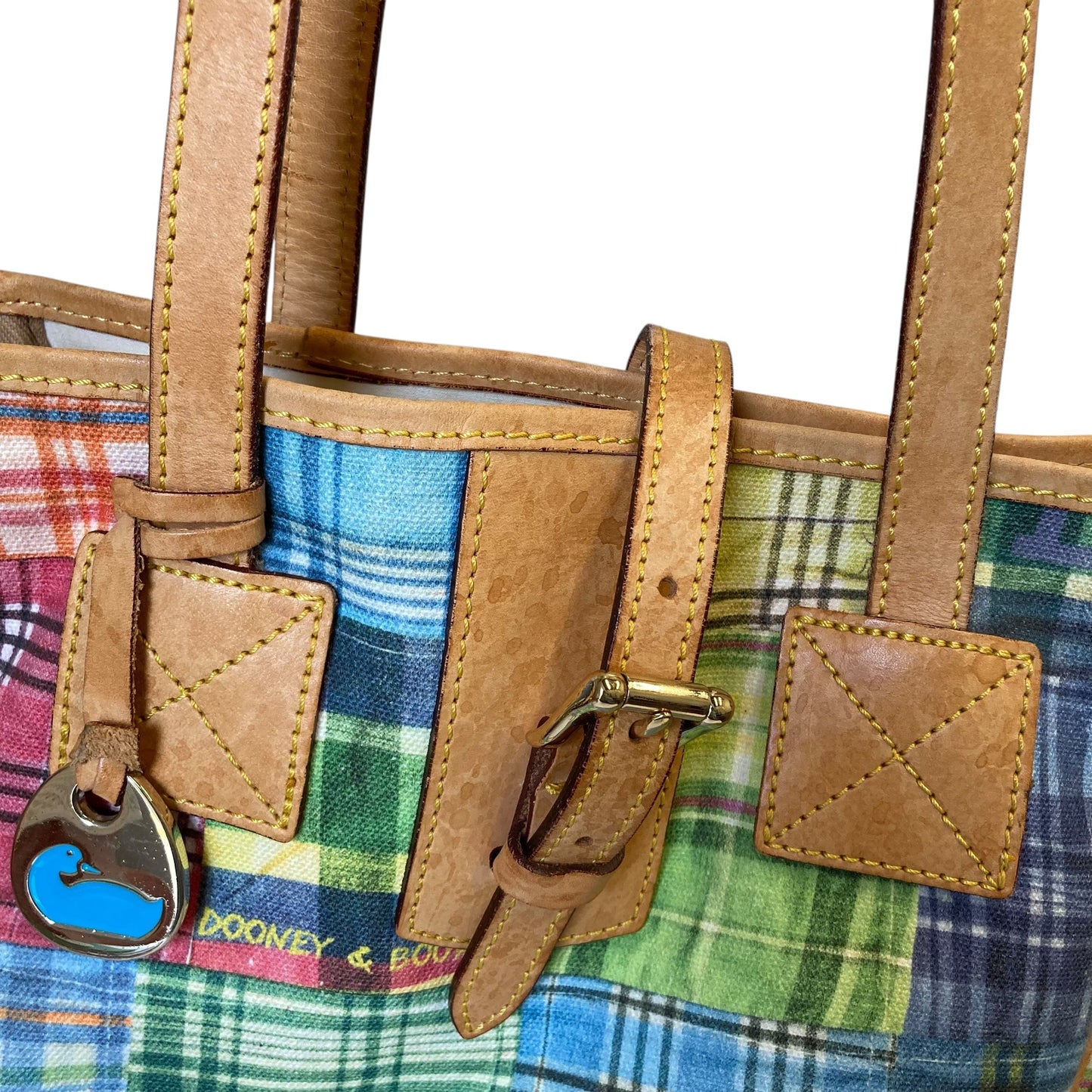 Handbag Designer By Dooney And Bourke In Plaid Pattern, Size:Medium