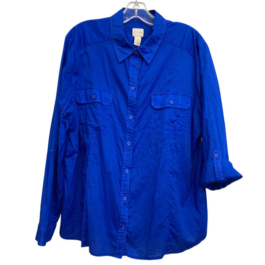 Top 3/4 Sleeve By Chicos In Blue, Size:Xl