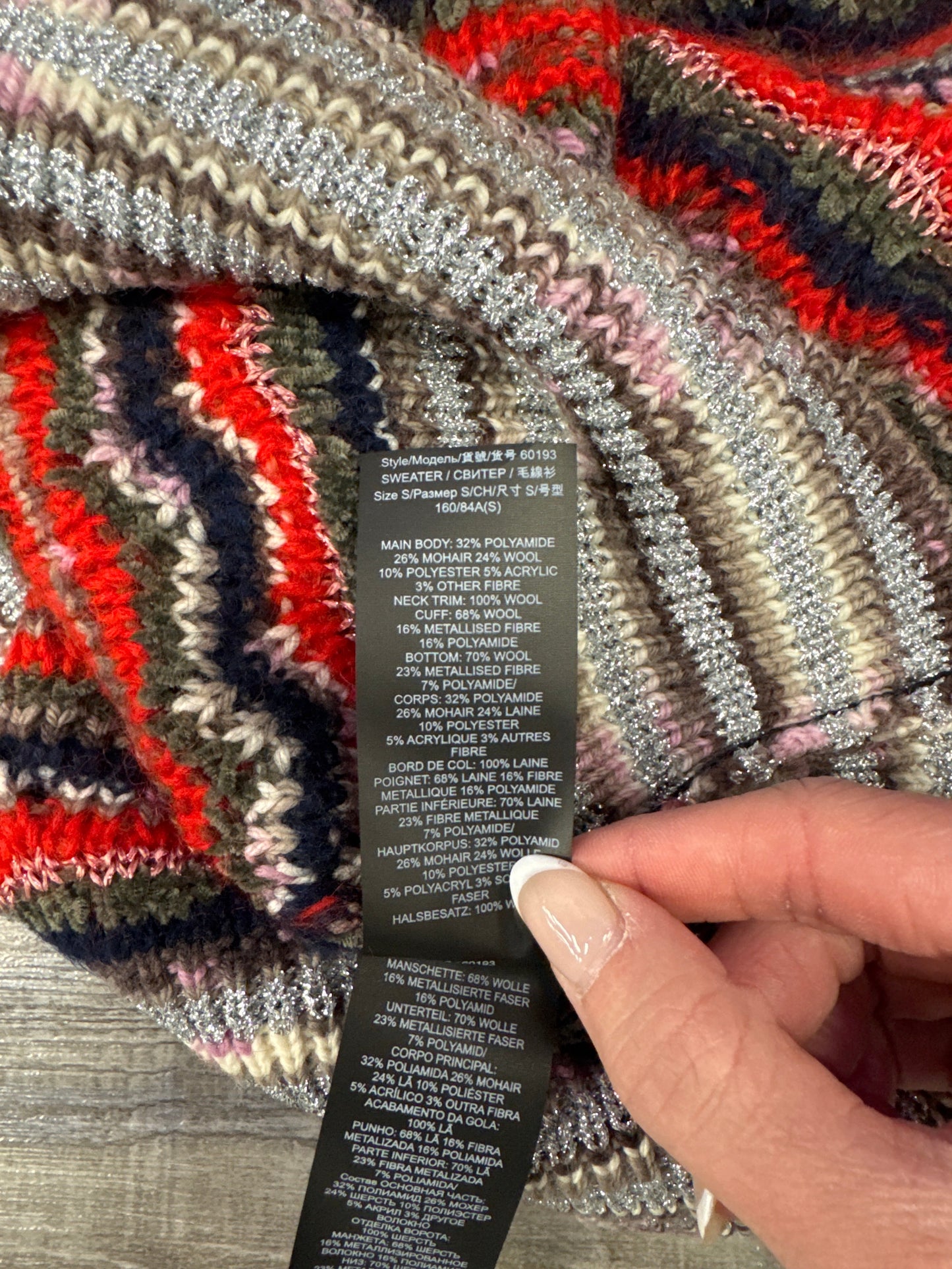 Sweater Cardigan Designer By Tory Burch In Red & Silver, Size:S