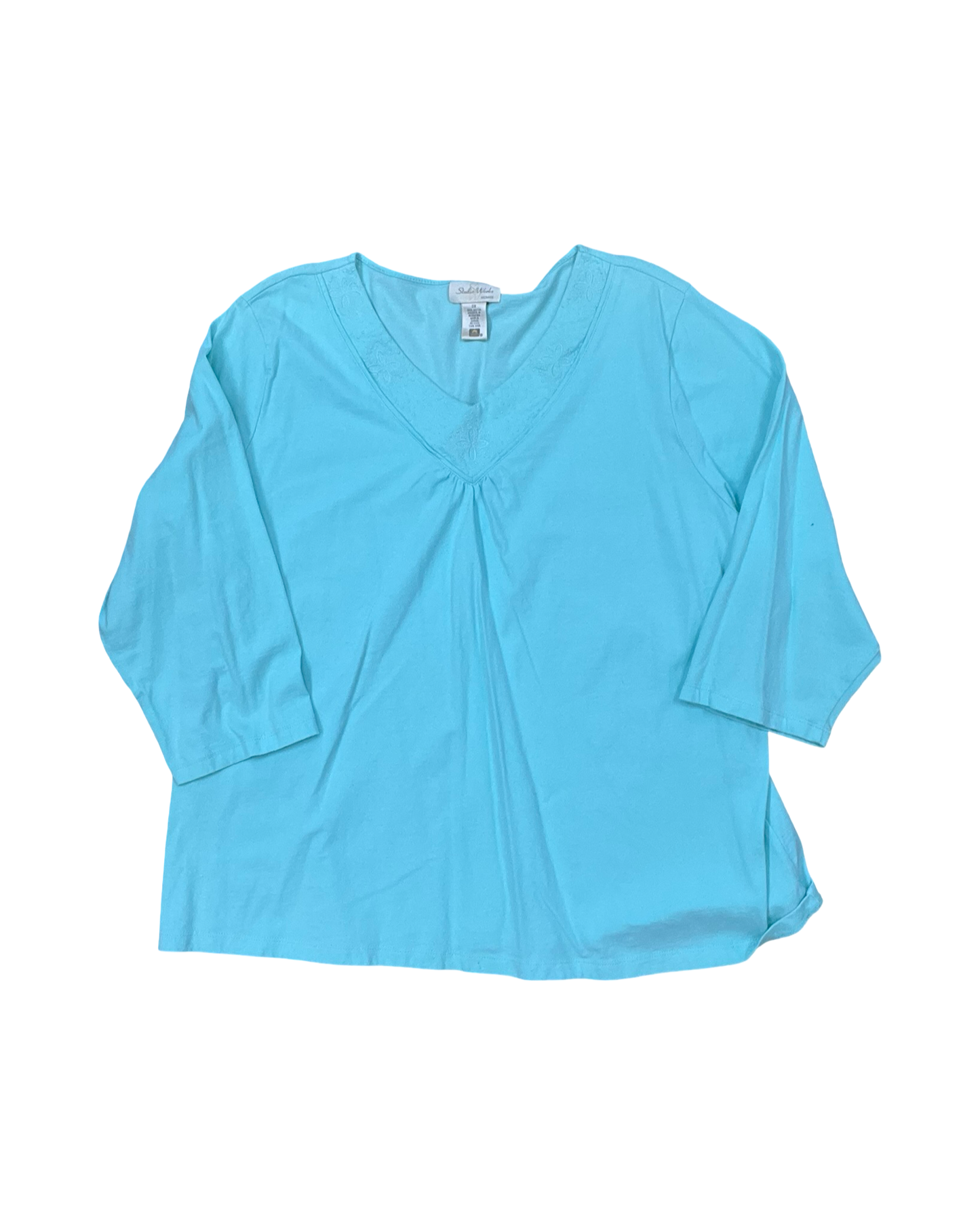 Top 3/4 Sleeve By Studio Works In Aqua, Size:3X