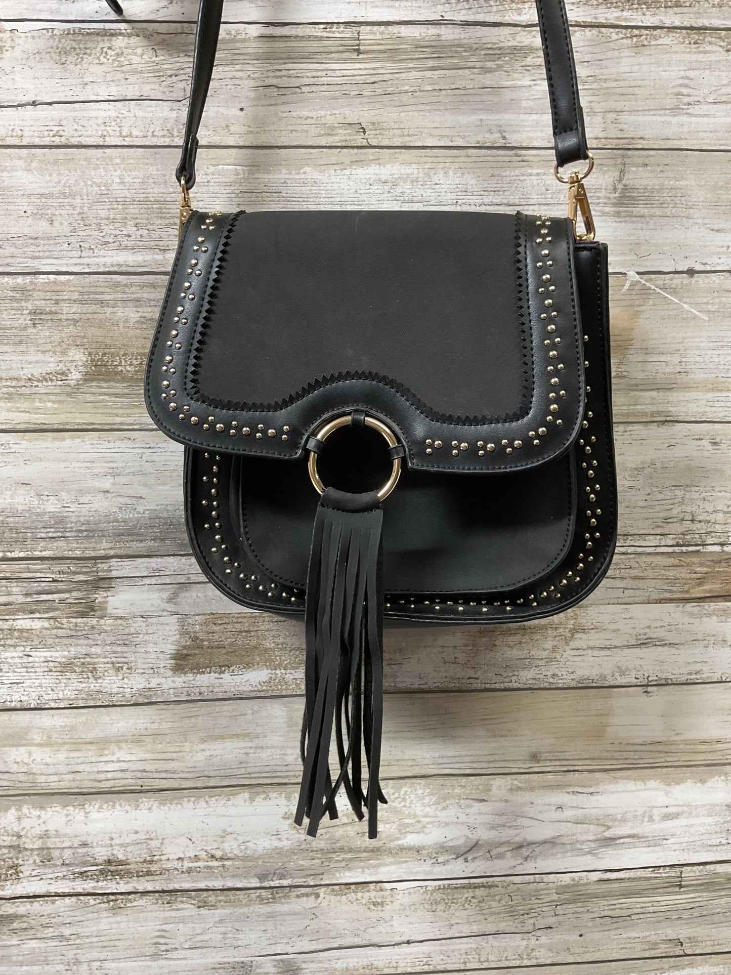 Handbag By Clothes Mentor In Black & Gold, Size:Small -as is