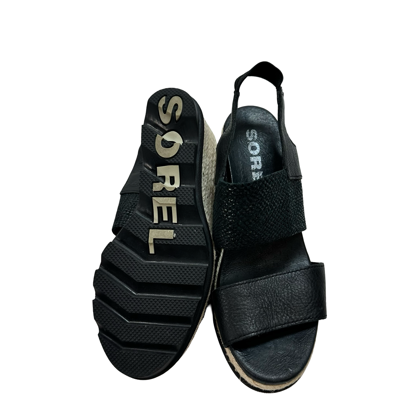 Shoes Heels Wedge By Sorel In Black & Tan, Size: 7.5