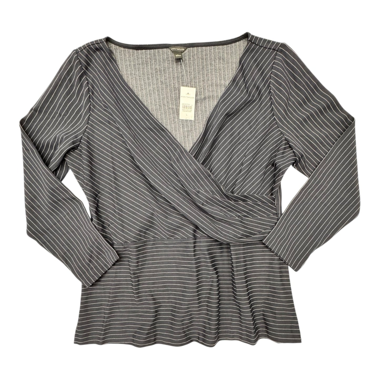 Top Ls By Ann Taylor In Navy Striped Pattern, Size:L