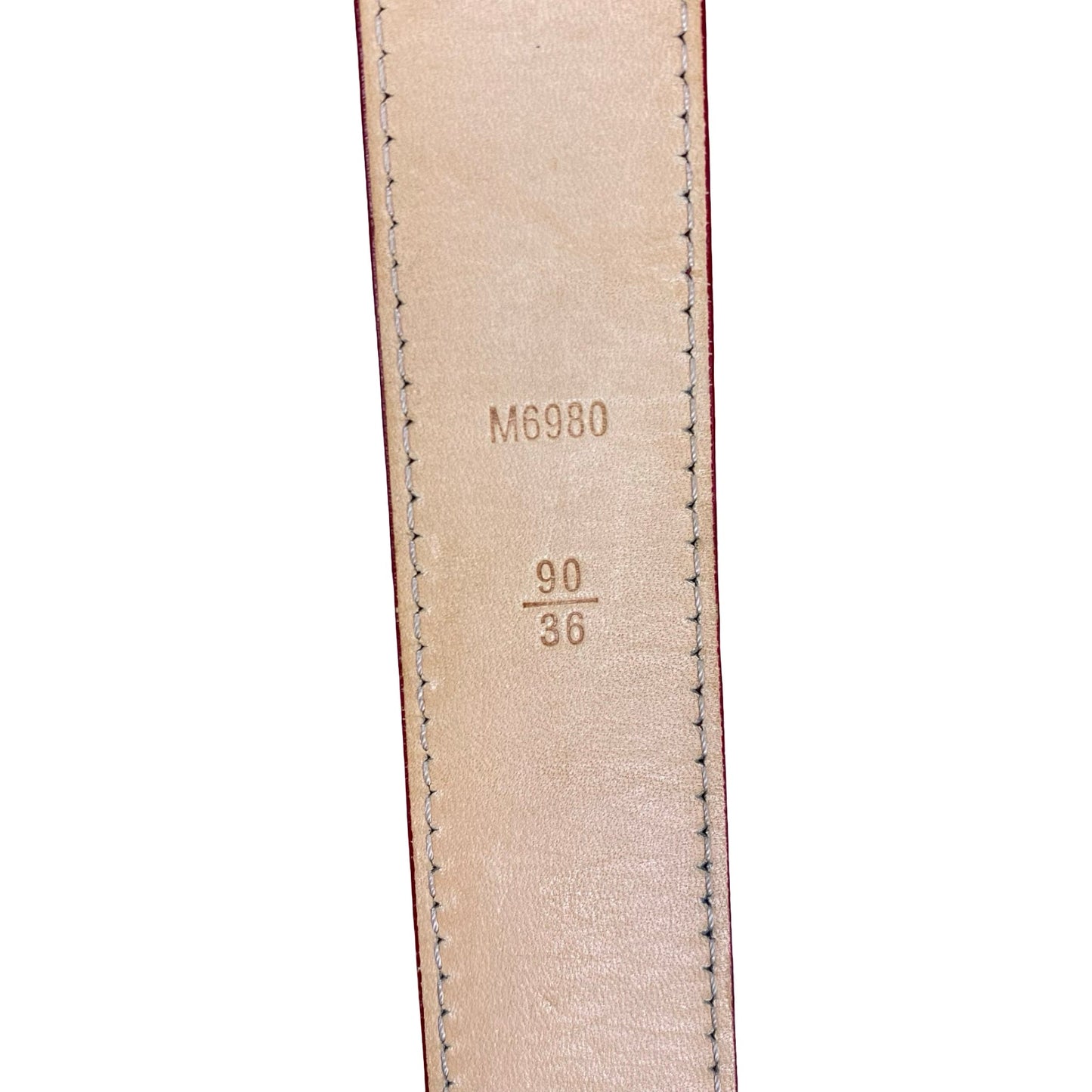 Belt Luxury Designer By Louis Vuitton In Vernis Red, Size: 90