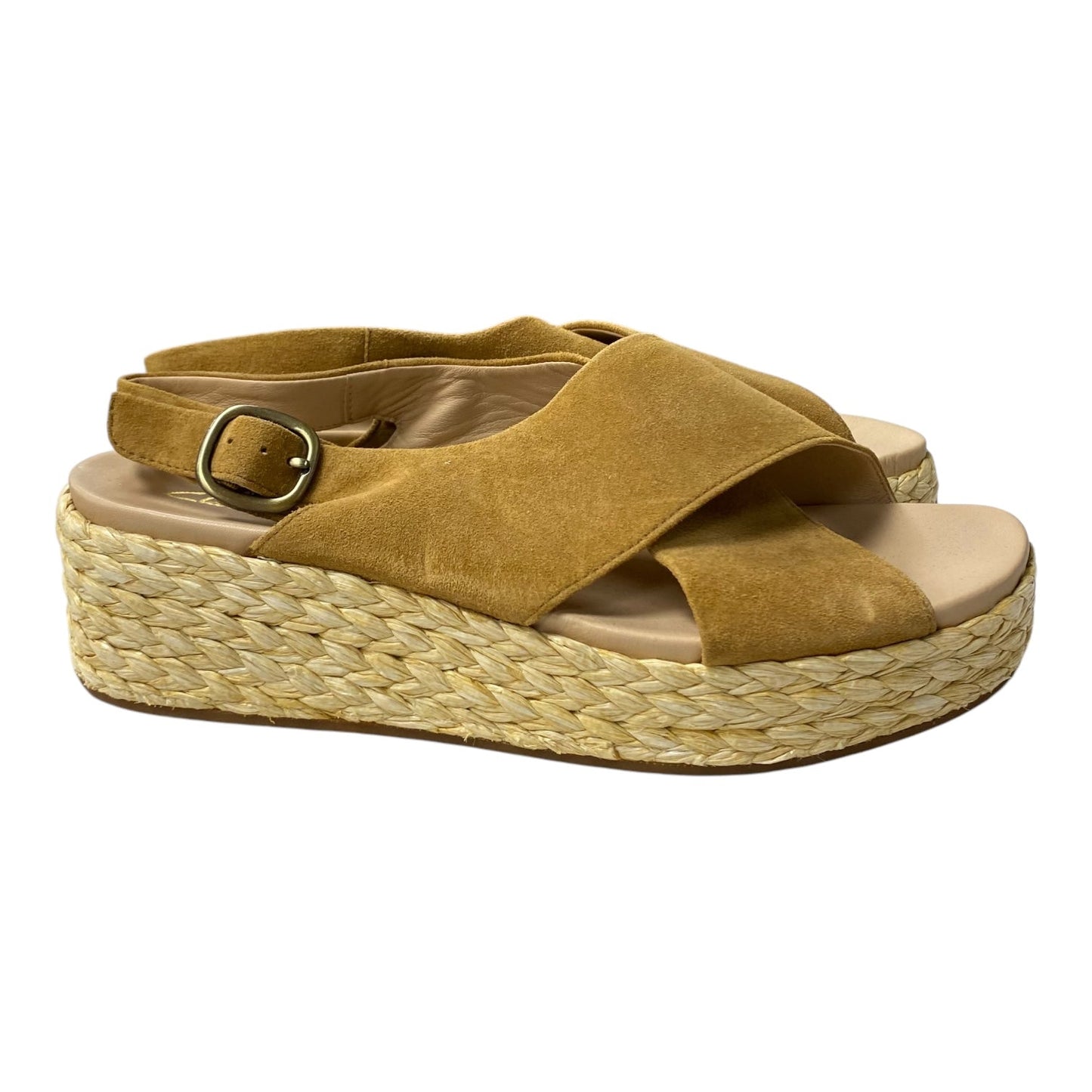 Sandals Heels Platform By Clarks In Tan, Size:9.5