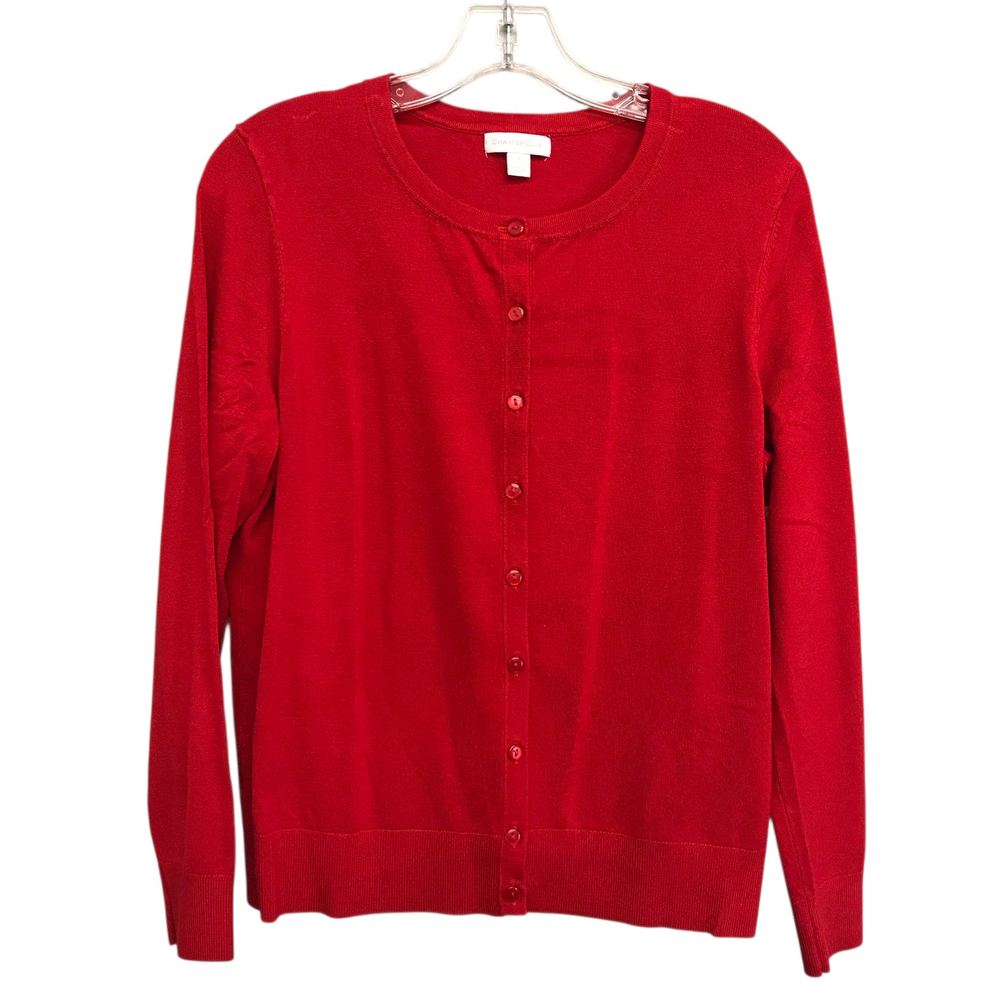 Sweater Cardigan By Charter Club In Red, Size:L