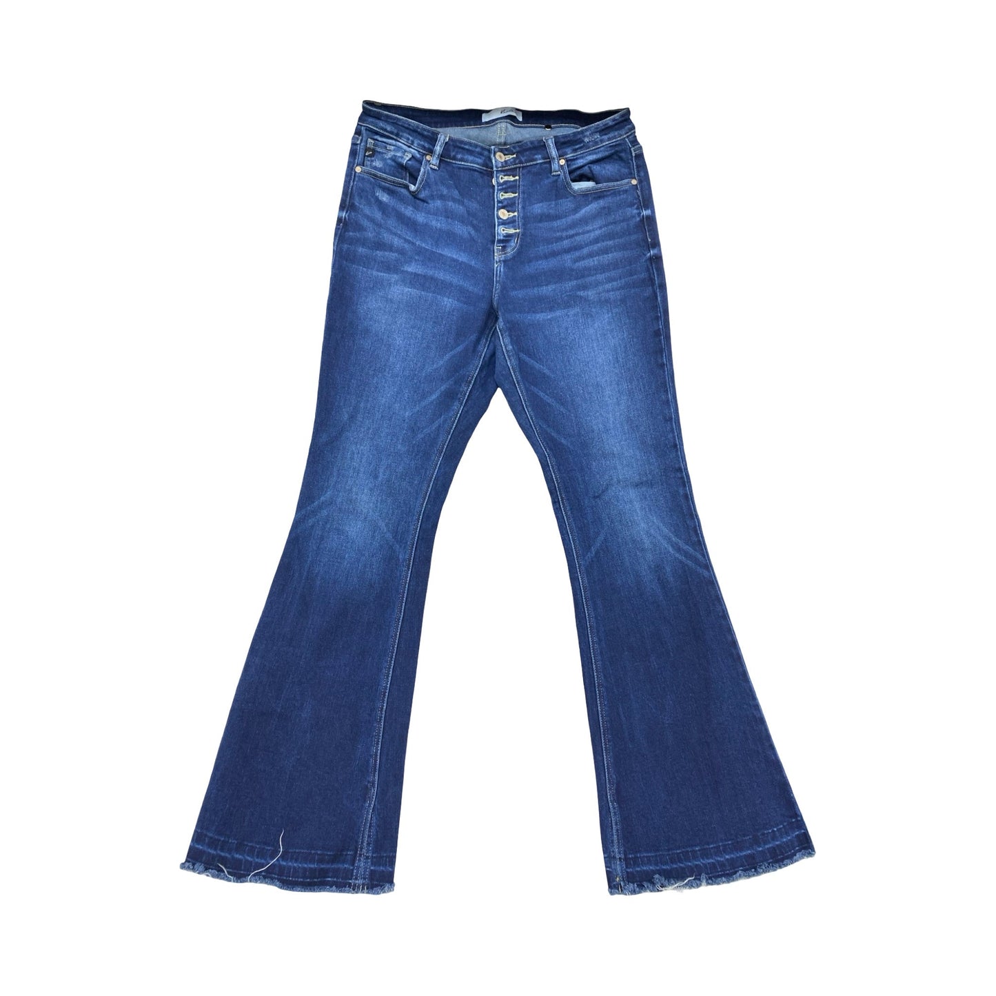 Jeans Flared By Kancan In Blue Denim, Size:16