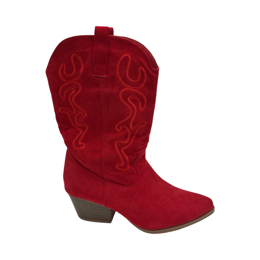 Boots Mid-Calf Heels By Clothes Mentor In Red, Size:10