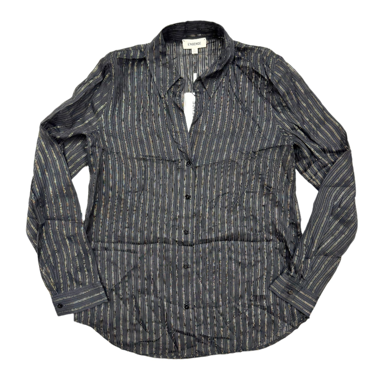 Blouse Long Sleeve By L Agence In Black & Gold, Size: Xs