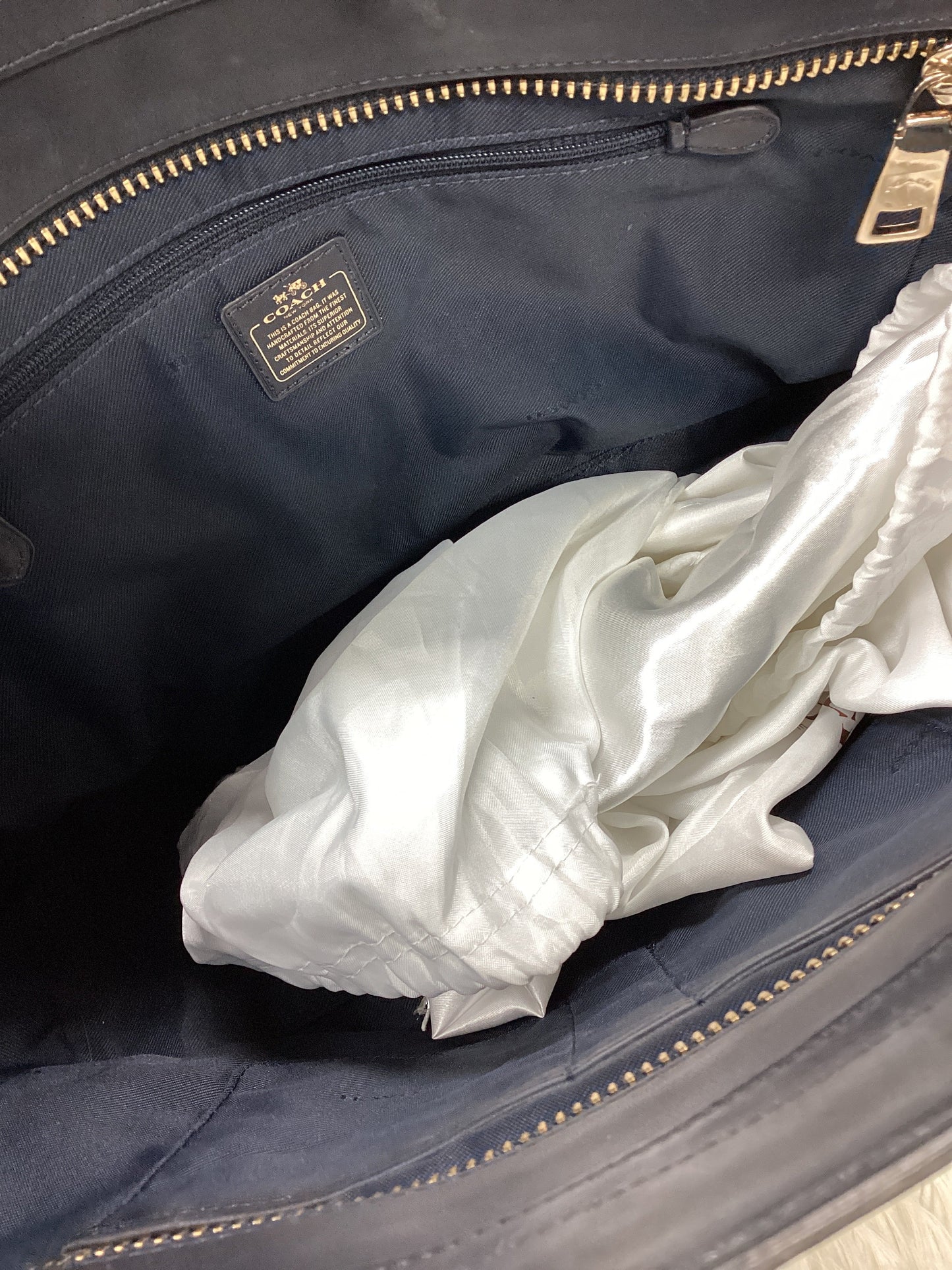 Handbag Designer By Coach In Navy, Size:Large