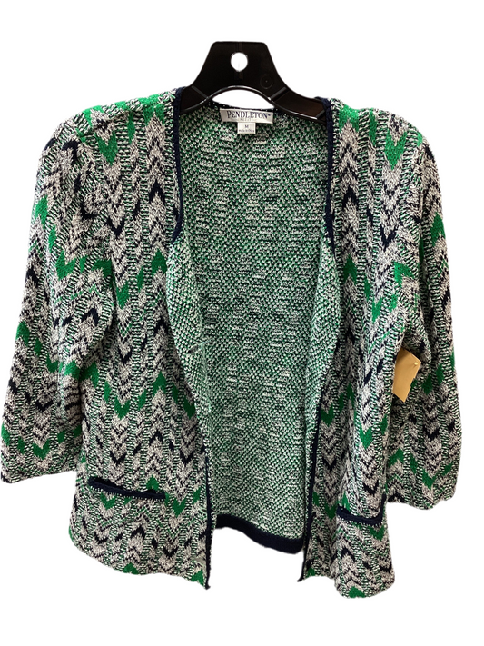 Sweater Cardigan By Pendleton In Blue & Green, Size:M