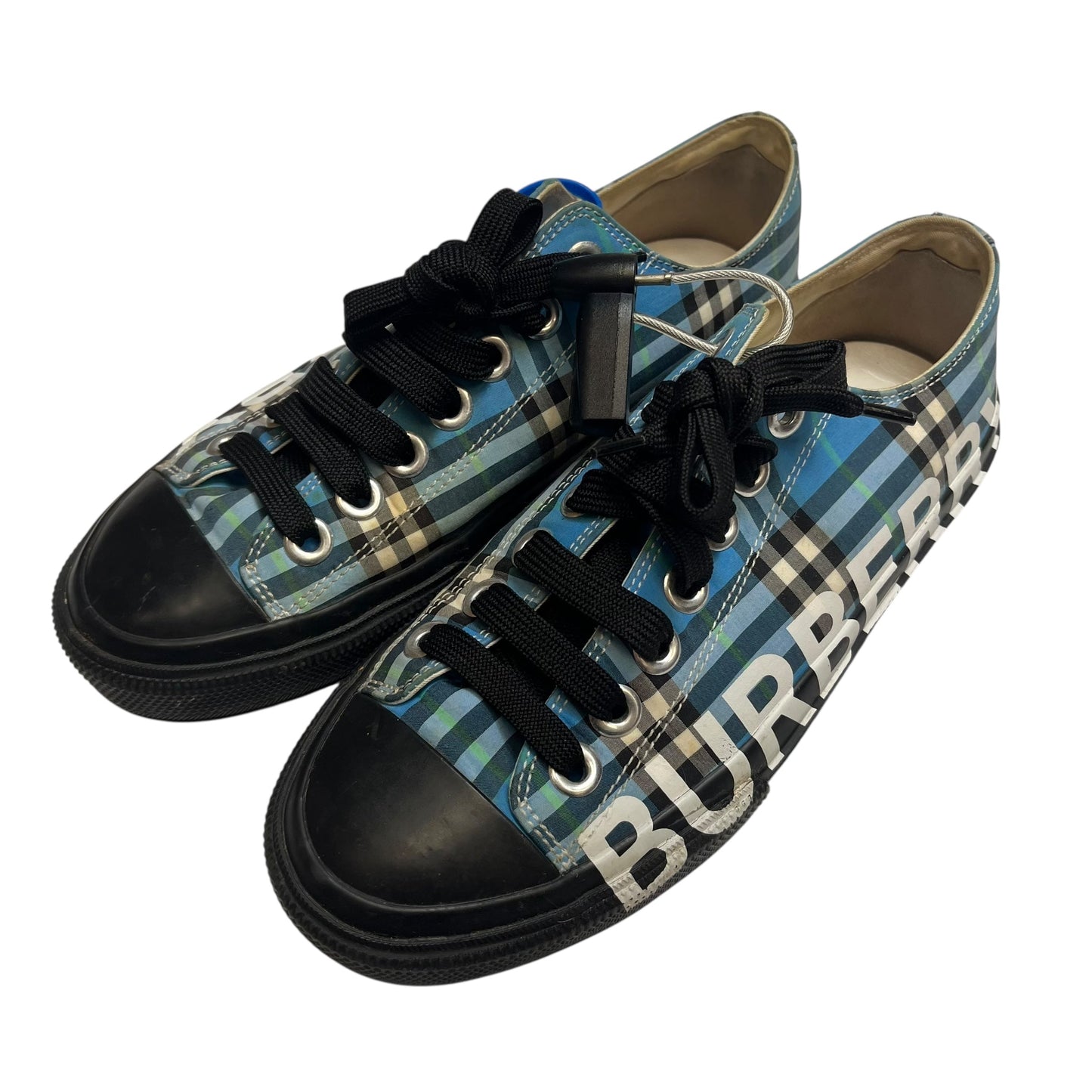 Shoes Luxury Designer By Burberry In Black & Blue, Size: 6