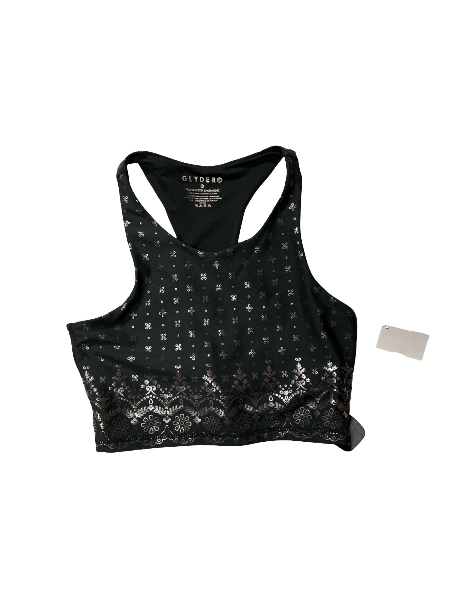 Athletic Bra By Glyder In Black & Silver, Size:M