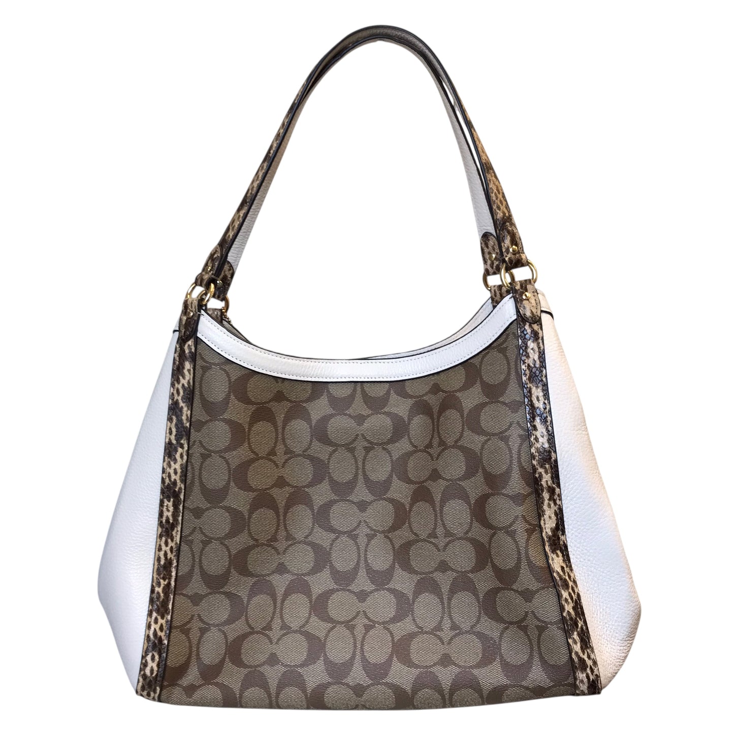 Handbag Designer By Coach In Cream & Tan, Size:Medium