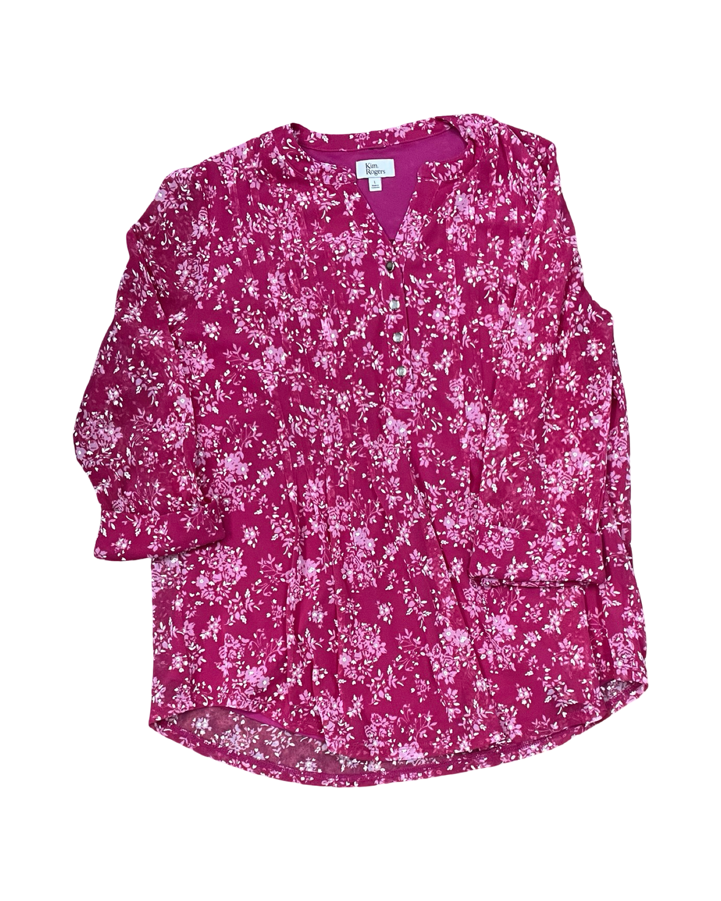 Top Ls By Kim Rogers In Pink & White, Size:L