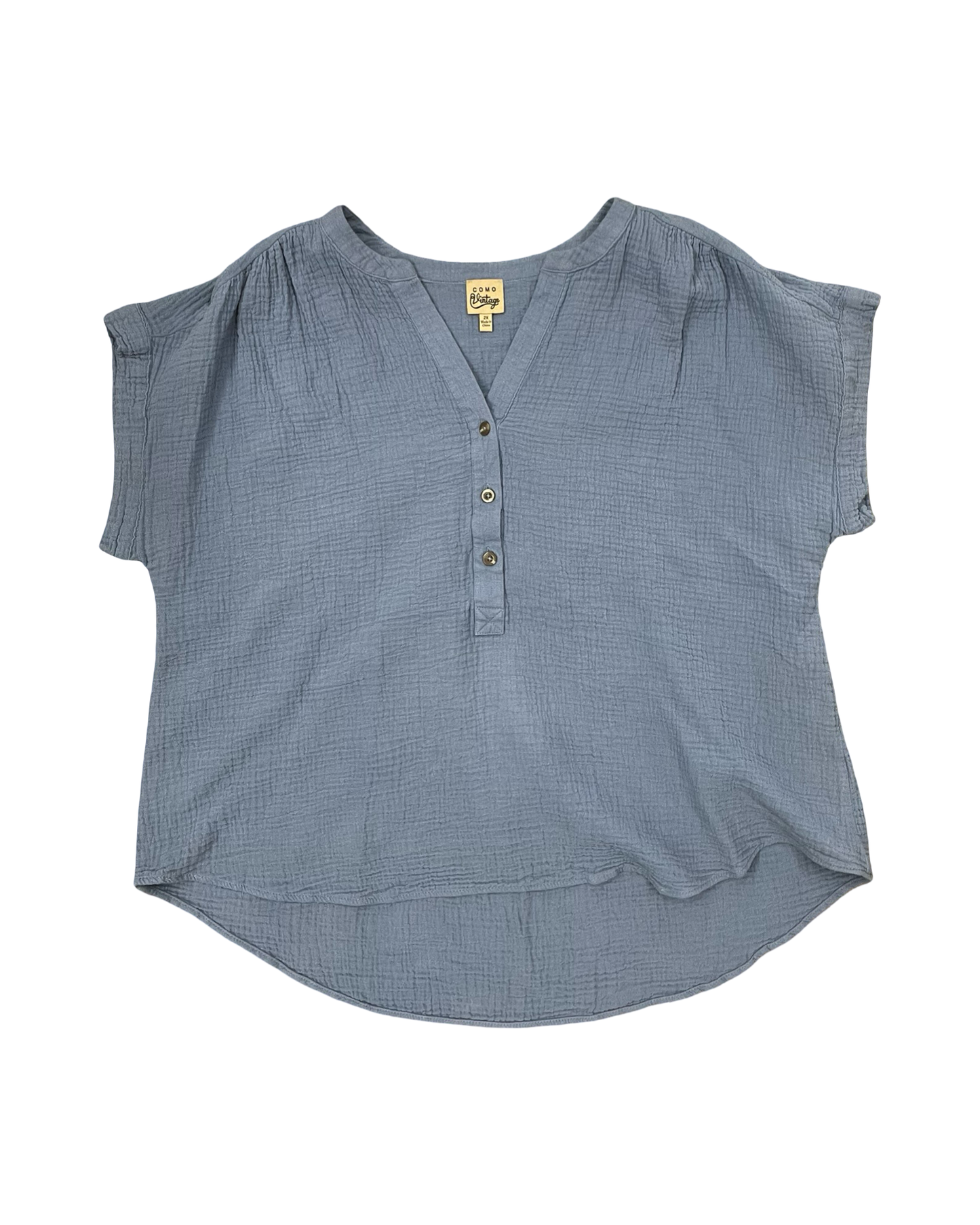 Top Sleeveless By Como Vintage In Blue, Size:2X