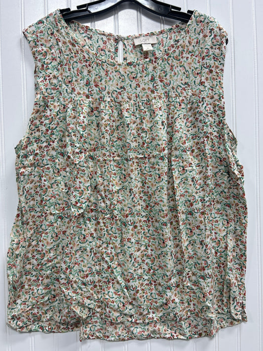 Top Sleeveless By Loft In Floral Print, Size:Xl