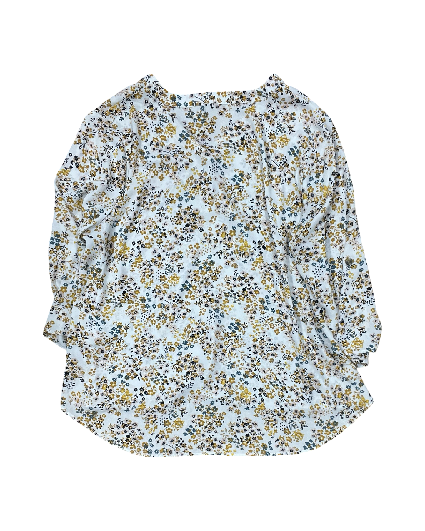 Top 3/4 Sleeve By Maurices In White & Yellow, Size:1X