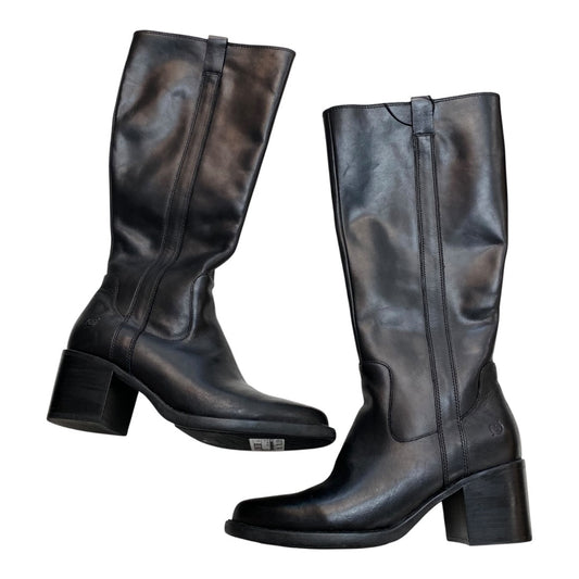 Boots Knee Heels By Born In Black, Size:10