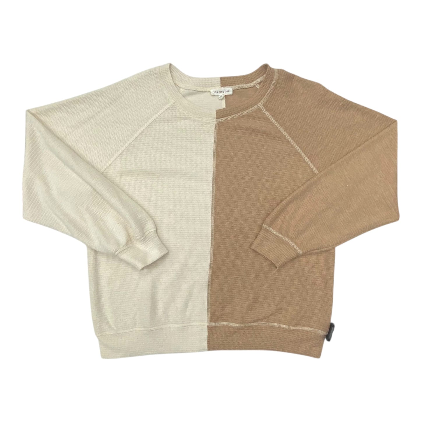 Sweater By Blu Pepper In Cream & Tan, Size:M